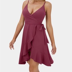 NWT {Halara}Sz L Cloudful Air Wrap Dress in Zinfandel